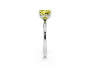 Fancy Yellow Princess Cut Diamond Solitaire Ring Set in Silver with Thin Band and Prong Setting