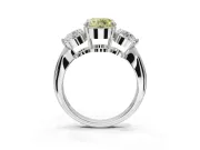Round Three Stone Engagement Ring Setting for a Fancy Yellow Lab-Grown Diamond | Tapered Pave Band | White Gold