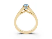 Emerald Cut Channel-Set Engagement Ring Setting for a Fancy Blue Lab-Grown Diamond | Yellow Gold