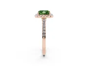 Princess Cut Halo Engagement Ring Setting for a Fancy Green Lab-Grown Diamond | Pave Shoulders | Rose Gold