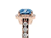 Cushion Cut Accented Halo Engagement Ring Setting for a Fancy Blue Lab-Grown Diamond | Rose Gold