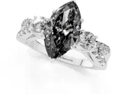 Marquise Three Stone Engagement Ring Setting for a Black Center | Pavé Split Shank | Sterling Silver