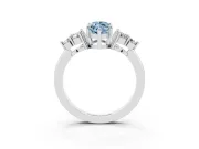 Marquise Cluster Side Stone Engagement Ring Setting for a Fancy Blue Lab-Grown Diamond | Plain Band | Sterling Silver