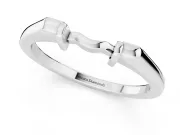 Notched Contour Wedding Band | Squared Collars and Wavy Bridge | White Gold