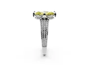 Fancy Yellow Marquise Cut Diamond Pavé Split Shank Solitaire Ring Set in Silver with Prong Setting