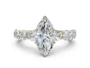 Marquise Side Stone Engagement Ring Setting | Scalloped Prong Accents | Yellow Gold