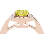 Cushion Cut Framed Halo Engagement Ring Setting for a Fancy Yellow Lab-Grown Diamond | Rose Gold
