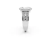Marquise Half Bezel Engagement Ring Setting | Double Row Channel Band | Sterling Silver