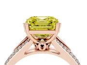 Asscher Cut Split Shank Engagement Ring Setting for a Fancy Yellow Lab-Grown Diamond | Pave Band | Rose Gold