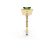 Radiant Cut Milgrain Halo Engagement Ring Setting for a Fancy Green Lab-Grown Diamond | Side Stones | Yellow Gold