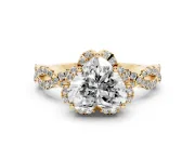 Heart-Shaped Milgrain Halo Engagement Ring Setting | Graduated Shoulders | Yellow Gold