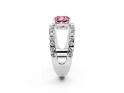 Cushion Cut Wide Open Split Shank Engagement Ring Setting for a Fancy Pink Lab-Grown Diamond | Pavé Strands | White Gold