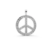 Round Lab-Grown Diamond Pavé Peace Sign Pendant Necklace | Shared Prongs | Sterling Silver