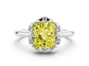 Radiant Cut Petal Halo Engagement Ring Setting for a Fancy Yellow Lab-Grown Diamond | Sterling Silver