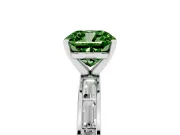 Fancy Green Cushion Cut Diamond Solitaire Ring Set in Silver with Channel-Set Baguette Band and Prong Setting