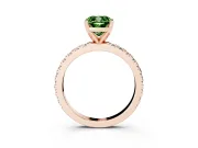 Fancy Green Cushion Cut Diamond Pavé Band Solitaire Set in Rose gold with Prong Setting