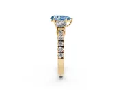 Pear-Shaped Engagement Ring Setting for a Fancy Blue Lab-Grown Diamond | Three Stone | Yellow Gold