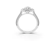 Marquise Vintage Scalloped Halo Engagement Ring Setting | Milgrain Pavé Band | Sterling Silver