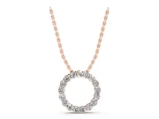 Round Lab-Grown Diamond Circle Pendant Necklace | Small Stones | Rose Gold