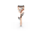 Emerald Cut Twisted Vine Engagement Ring Setting for a Black Center | Marquise Leaves | Rose Gold