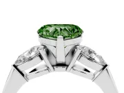 Heart-Shaped Three-Stone Ring Setting for a Fancy Green Lab-Grown Diamond | Pear Side Stones | Sterling Silver