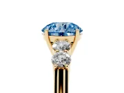 Round Close Set Five Stone Engagement Ring Setting for a Fancy Blue Lab-Grown Diamond | Yellow Gold