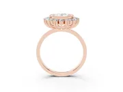 Oval Cut Diamond Halo Ring Set in Rose gold with Milgrain Edge and Round Prong Setting
