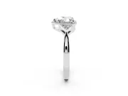 Heart Cut Diamond Milgrain Solitaire Ring Set in Silver with Tapered Pavé Band and Prong Setting
