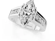 Marquise Channel-Set Engagement Ring Setting | Princess Side Stones | White Gold