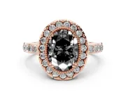 Oval Vintage Milgrain Halo Engagement Ring Setting for a Black Center | Pierced Gallery | Rose Gold