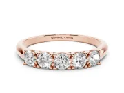 Round Lab-Grown Diamond Five-Stone Men's Wedding Band | Shared Prongs | Rose Gold