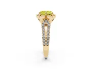 Radiant Cut Floral Halo Engagement Ring Setting for a Fancy Yellow Lab-Grown Diamond | Pavé Split Shank | Yellow Gold