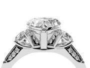 Heart-Shaped Hidden Halo Three Stone Engagement Ring Setting | Pave Gallery | Platinum