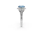 Oval Hidden Halo Filigree Engagement Ring Setting for a Fancy Blue Lab-Grown Diamond | White Gold