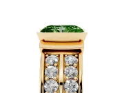 Radiant Cut Half Bezel Engagement Ring Setting for a Fancy Green Lab-Grown Diamond | Channel Band | Yellow Gold