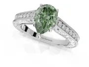 Pear-Shaped Vintage Pavé Engagement Ring Setting for a Fancy Green Lab-Grown Diamond | Sterling Silver