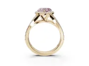 Heart-Shaped Halo Pavé Engagement Ring Setting for a Fancy Pink Lab-Grown Diamond | Narrow Split Shank | Yellow Gold