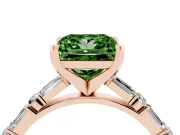 Princess Cut Baguette Side Stone Engagement Ring Setting for a Fancy Green Lab-Grown Diamond | Rose Gold