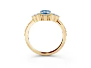 Emerald Cut Cluster Engagement Ring Setting for a Fancy Blue Lab-Grown Diamond | Yellow Gold