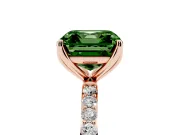 Asscher Cut Pave Engagement Ring Setting for a Fancy Green Lab-Grown Diamond | Slim Band | Rose Gold