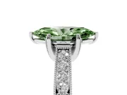 Marquise Hidden Halo Engagement Ring Setting for a Fancy Green Lab-Grown Diamond | Milgrain Pave | Sterling Silver