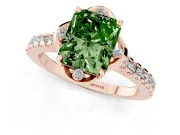 Radiant Cut Floral Petal Engagement Ring Setting for a Fancy Green Lab-Grown Diamond | Petal Accents | Rose Gold