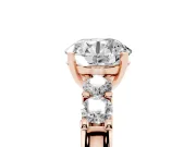 Round Five Stone Engagement Ring Setting | Prong-Set Side Stones | Rose Gold