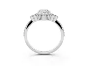 Cushion Cut Vintage Cluster Engagement Ring Setting | Beaded Edges | White Gold