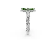 Marquise Leaf Halo Engagement Ring Setting for a Fancy Green Lab-Grown Diamond | Sterling Silver