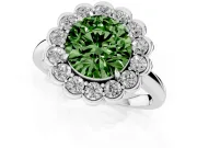 Round Scalloped Cluster Halo Engagement Ring Setting for a Fancy Green Lab-Grown Diamond | Plain Band | Platinum
