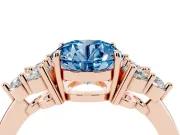 Round Cluster Side Stone Engagement Ring Setting for a Fancy Blue Lab-Grown Diamond | Rose Gold