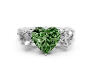 Heart-Shaped Three Stone Engagement Ring Setting for a Fancy Green Lab-Grown Diamond | Braided Band | Platinum