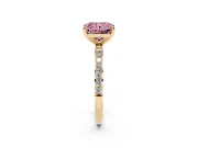 Radiant Cut Pave Solitaire Engagement Ring Setting for a Fancy Pink Lab-Grown Diamond | Pave Shoulders | Yellow Gold
