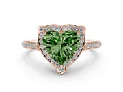 Heart-Shaped Petal Tip Halo Engagement Ring Setting for a Fancy Green Lab-Grown Diamond | Pavé Band | Rose Gold